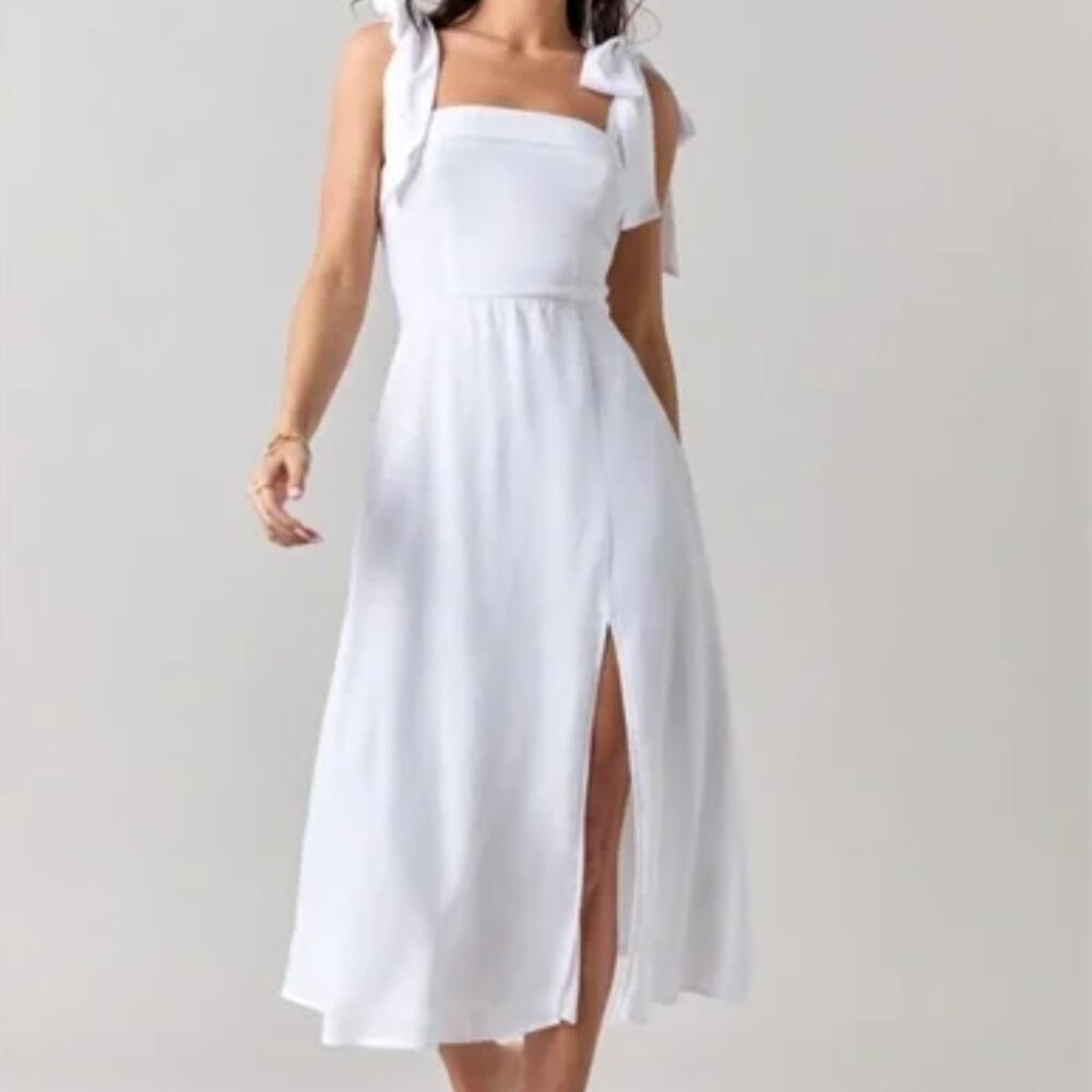 Francesca's White Tie Sleeve Midi Dress SIZE M (NEW WITH TAGS)